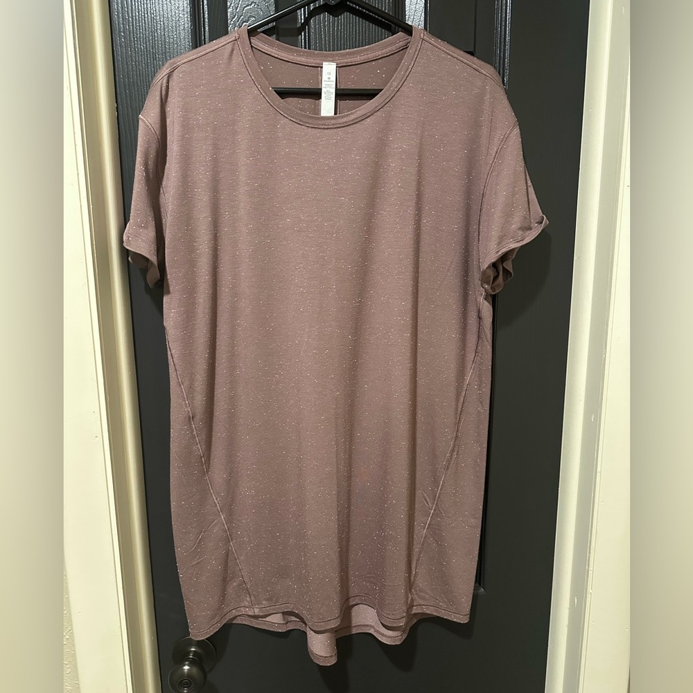 Lululemon Part Ways Tie Back Tee, Sz 12 in color Purple Moon Dust. Like new.